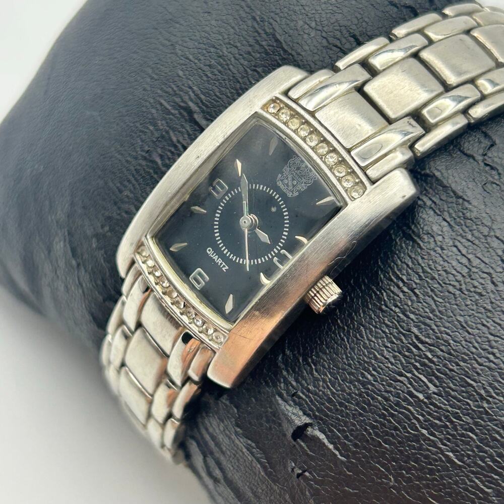 Paolo Gucci Silver-tone Rectangular Case St. Steel Women’s Watch New Battery - Picture 2 of 8